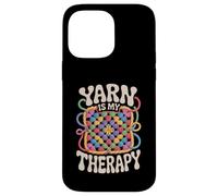 Yarn Is My Therapy Funny Crochet Granny Square Retro Groovy Case for iPhone 14 Pro Max