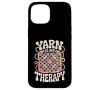 Yarn Is My Therapy Funny Crochet Granny Square Retro Groovy Case for iPhone 15