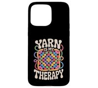 Yarn Is My Therapy Funny Crochet Granny Square Retro Groovy Case for iPhone 15 Pro Max