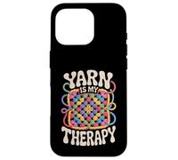 Yarn Is My Therapy Funny Crochet Granny Square Retro Groovy Case for iPhone 16 Pro