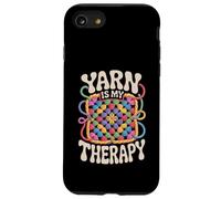 Yarn Is My Therapy Funny Crochet Granny Square Retro Groovy Case for iPhone SE (2020) / 7/8