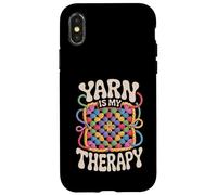 Yarn Is My Therapy Funny Crochet Granny Square Retro Groovy Case for iPhone X/XS