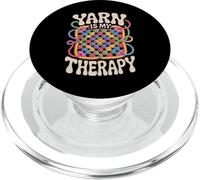 Yarn Is My Therapy Funny Crochet Granny Square Retro Groovy PopSockets PopGrip for MagSafe