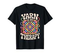 Yarn is My Therapy Funny Crochet Granny Square Retro Groovy T-Shirt