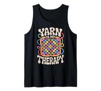 Yarn is My Therapy Funny Crochet Granny Square Retro Groovy Tank Top