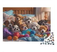 Yarn Pups 1000 Pieces Jigsaw Puzzle Playful Bunch Challenging Difficult Recycled Cardboard for Advanced Puzzlers 70x50cm/1000pcs