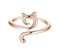Yarn Ring Cat Kitty Ears Adjustable Size Crochet Ring Beginner Knitting Crocheting Gift Crochet Tension Tool Finger Gift Gold Rose Gold Cat Grudge Rings (B, One Size)