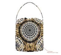 Yarn Storage Bag abstract Circles Black White Gold Crochet Knitting Bag Portable Crocheting Bag for Crochet Knit Knitting Storage