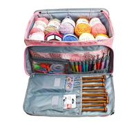 Yarn Storage Bag Empty Knitting Storage Bag Crochet Multifunctional Tote Bags DIY Needle Arts Craft Yarn(A 40x22X21cm)