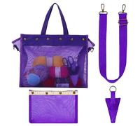 Yarn Storage Bag - Large Capacity Transparent Mesh Pouch, Transparent Knitting Crochet Organizer, Portable Craft Carrier for Home, Indoor and Outdoor, purple, Se référer au descriptif, Refer to