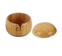 Yarn Storage Bowl | Large Capacity Retro Design for Knitting Wool/DIY Craft | Polished Bamboo Exterior, Includes Cover | Household Present for Mothers & Grandmothers