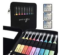 Yarn Story™ Lighted Crochet Hooks Complete Set 9/pkg - 9 pcs Light up Crochet Hook Set w/ 9 Extra Batteries - Crochet Lite Hooks - LED Crochet Hooks for Arthritic Hands Sizes 2.5 to 6.5mm (Black)