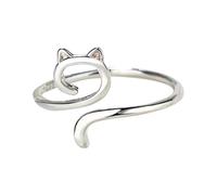 Yarn Tension Ring - Zinc Alloy, 0.98in Adjustable Cat Ears Open Ring | Crochet Craft Tool for Controlling Tightness, DIY Knitting, Gift for New Year, Mother’s Day, Birthday, Christmas