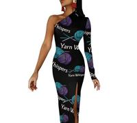 Yarn Whispers Women's Casual Dresses One Shoulder Split Maxi Dress Party Evening Gowns S