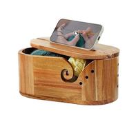 Yarn with Lid - Wooden Thread Cradle | Oval Fibre Holder - Guide Channel for Smooth Cut Yarn Quilting, Knitting, Weaving, Threading, Craft Studio, Reg