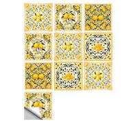 YarnAdventures 20 PCS DIY Peel and Stick Wall Tiles, Modern Simplicity, Yellow Lemon, Waterproof, Oilproof, Kitchen Bathroom Decor, 20x20cm