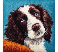 YarnAdventures Animal Dog Latch Hook Kit Cushion Latch Hook Kit,Springer Spaniel,Sofa Cushion Cover Embroidery Craft for Adults and Beginners,17x17in