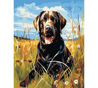 YarnAdventures Animal Dog Paint by Numbers for Adults Kits Canvas,Labrador,Paint by Numbers DIY Acrylic Oil Painting Kits for Adults Beginners,40x50cm Frameless