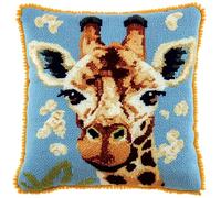 YarnAdventures animal Latch Hook Pillow Kits Pillow Cover,Cute baby giraffe,Printed Canvas Knitted Hooking Pillowcase Cushion Crafts Crochet Home Decor Gift,17x17in