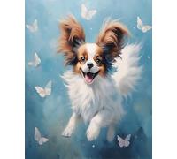 YarnAdventures Animal Pet Dog Paint by Numbers for Beginner,Papillon Dog,DIY Acrylic Painting Kits Hobbies for Adult Crafts On Canvas Oil Painting,40x50cm