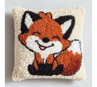 YarnAdventures Cartoon Animals Latch Hook Kits Pillow Printed Cushion,Cute Little Fox,Needlework DIY Hook Latch Kit Pillowcase Cover Home Sofa Christmas Decoration,17x17in