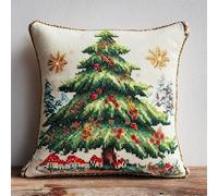 YarnAdventures Christmas Latch Hook Pillow Kits Pillow Cover,Christmas tree,Printed Canvas Knitted Hooking Pillowcase Cushion Crafts Crochet Home Decor Gift,17x17in