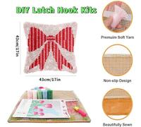 YarnAdventures Christmas Latch Hook Pillowcase Cushion Kits,Christmas Tree Night Scene,Latch Hook kit Cushion Throw Pillow Embroidery Craft for Beginner Hobby & Craft,17x17in