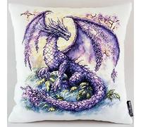 YarnAdventures Cross Stitch Cushion Kits for Adults,Cartoon Animal Dragon,11CT Pre Printed Cross Stitch Kits,Handmade Cushion Cover Home Sofa Christmas Decor,18x18in