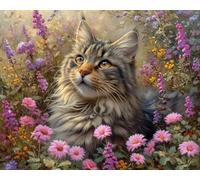 YarnAdventures DIY Paint by Number for Adults Beginner,Maine Coon's Forest Guardian,Oil Painting by Numbers Kits,Paint Kits Canvas Gifts Arts Crafts for Home Decor,40x50cm Frameless
