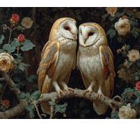 YarnAdventures DIY Paint by Numbers for Adults,Barn Owls' Twilight Watch,Oil Painting Kits on Canvas with Brushes Pigment Colorful Picture for Home Wall Decor,40x50cm Frameless