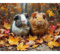 YarnAdventures DIY Paint by Numbers for Adults,Guinea Pigs in Autumn Leaves,Oil Painting Kits on Canvas with Brushes Pigment Colorful Picture for Home Wall Decor,40x50cm Frameless