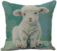 YarnAdventures DIY Stamped Cross Stitch Pillow Kits,Cute White Sheep,11CT Embroidery Pillowcase 45x45cm,Needlepoint Handmade Cushion Cover Home Sofa Christmas Decor