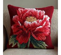 YarnAdventures Flowers Latch Hook Kits Pre Printed Color Canvas,Blooming Peonies,Cushion Cover Crocheting Pillow Case Sofa Pillows Home Decor,Hand-Woven Gifts,43x43cm