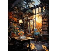 YarnAdventures Landscape DIY Paint by Numbers for Adults,an Old Bookstore on The Corner,Oil Painting Kits on Canvas with Brushes Pigment Colorful Picture for Home Wall Decor,40x50cm Frameless