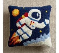 YarnAdventures Latch Hook Cushion Kits for Adults,Astronaut,Latch Hook Pillow Case Kits Handmade Kids Parents Gift,17x17in