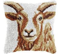 YarnAdventures Latch Hook Pillow Case Kits,Animal Sheep Goat,Embroidery Kits DIY Latch Hook for Aadults Latch Hook Cushion,17x17in
