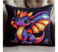YarnAdventures Needlepoint Pillow Kit 18x18in,Cartoon Animal Dragon,Stamped Cross Stitch Kits Embroidery Pillowcase 11CT Needlepoint Handmade Cushion for Home Decor