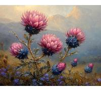 YarnAdventures Paint by Numbers for Kids & Beginner,Highland Scottish Thistle,Paint by Number for Adults DIY Canvas Painting Gift Kits,16x20in Frameless