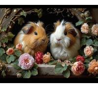 YarnAdventures Paint by Numbers Kit,Guinea Pigs' Cozy Burrow,DIY Painting Kit with Canvas,Brushes,and Acrylic Paint Perfect for Beginners Adults,Wall Art Decor,16x20in Frameless