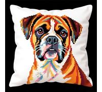 YarnAdventures Stamped Cross Stitch Kit 45x45cm,Boxer Dog Animal Dog,DIY Embroidery Cushion,Tapestry Pillow kit for Living Room Sewing Supplies Adults Beginners Gift
