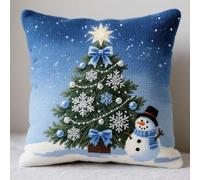 YarnAdventures Stamped Cross Stitch Kit 45x45cm,Christmas Tree and Gifts,DIY Embroidery Cushion,Tapestry Pillow kit for Living Room Sewing Supplies Adults Beginners Gift