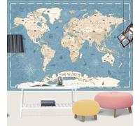 YarnAdventures Vintage Map Photo Wallpaper,World Map,Wall Mural Decoration Poster Picture Design,Celebrate holiday home decoration,400x280cm