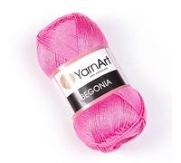 YarnArt Begonia 100% Cotton, Pure Premium Soft Cotton for Knitting Crochet and Amigurumi, Shiny Colors 1.76 Oz (50g) / 185 Yrds (169m) (5001)