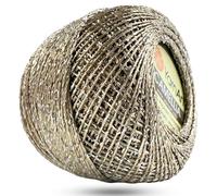 Yarnart Camellia Metallic Shimmer Fine Yarn - 70% Polyester, 30% Metallic, 192m, 20g, Crochet Thread, Lace, Embroidery, Jewelry Making, and Decorative Craft Yarn, 1.25mm Hook (Beige)