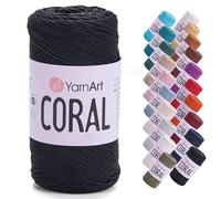 YarnArt Coral Satin Cotton Blend Macrame Yarn - 50% Cotton 50% Polyester, 200g, 200m, 1-1.5mm Thick Decorative Craft Yarn for Bags, Hats, Belts, Runners, Placemats, Crochet & Knitting (1902)