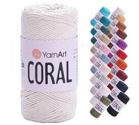 YarnArt Coral Satin Cotton Blend Macrame Yarn - 50% Cotton 50% Polyester, 200g, 200m, 1-1.5mm Thick Decorative Craft Yarn for Bags, Hats, Belts, Runners, Placemats, Crochet & Knitting (1919)