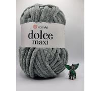 YarnArt Dolce Maxi Chenille Yarn, Super Soft Chunky Velvet, 200g, White, for Crochet, Knitting and Plush Projects (760)