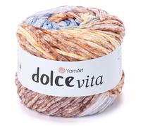 YarnArt Dolce Vita Yarn - 100% Micro Polyester, Soft Chenille Yarn for Knitting & Crochet, 150g (5.29 oz), 260m (284 yds), Medium Weight, Ideal for Plush Toys, Blankets & Cozy Projects (3419)