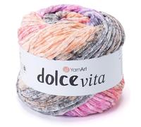 YarnArt Dolce Vita Yarn - 100% Micro Polyester, Soft Chenille Yarn for Knitting & Crochet, 150g (5.29 oz), 260m (284 yds), Medium Weight, Ideal for Plush Toys, Blankets & Cozy Projects (3416)