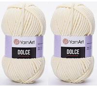 YarnArt Dolce Yarn 100% MicroPolyester Lot of 2 skn 264 Yards 2x100gram Super Bulky :6 Baby Chenille Yarn (783 Cream)